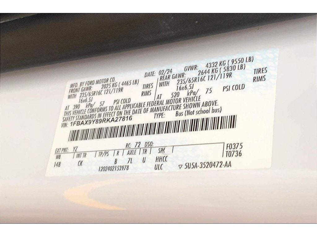 2024 Ford Transit Wagon T-350 Low Roof Slide XLT