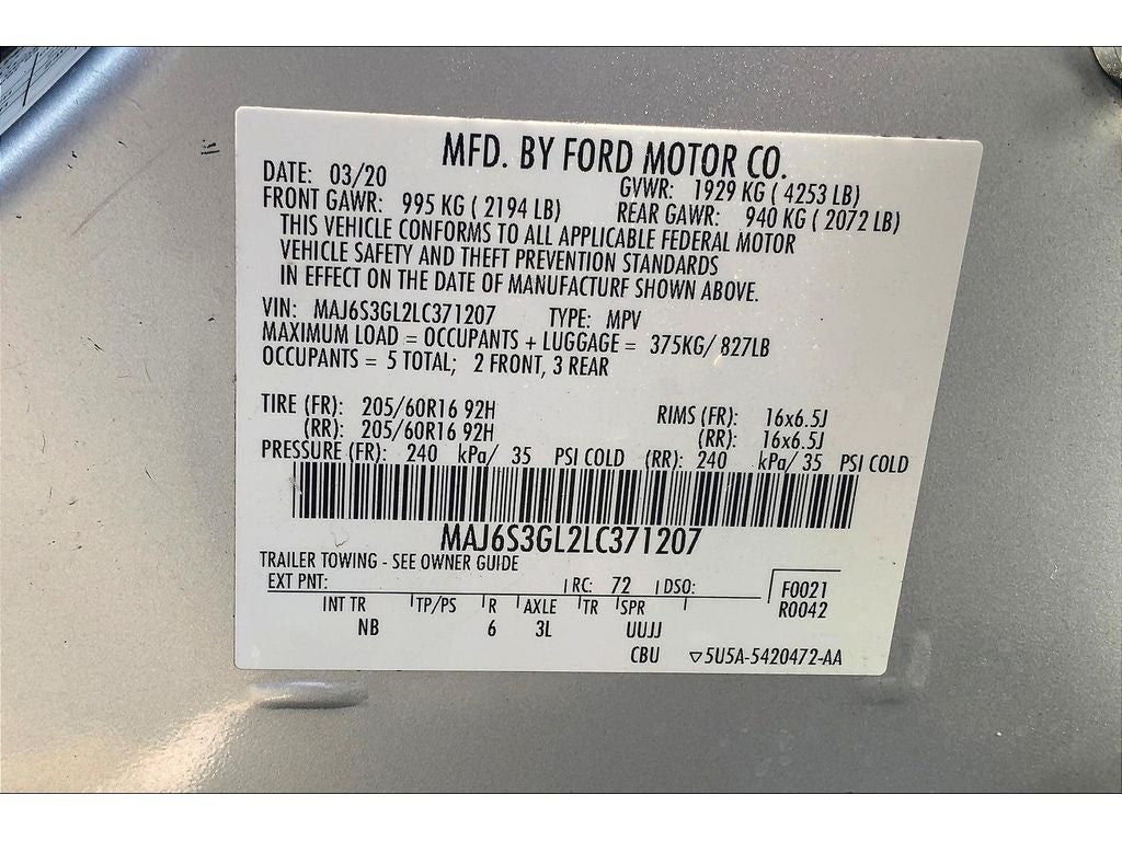 2020 Ford Ecosport SE